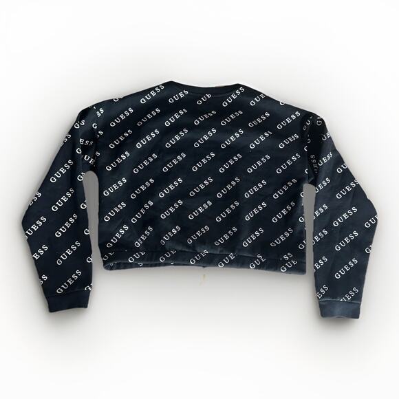 Guess Logo Pullover Sweatshirt Women’s L / All-Over Print Black - Picture 2 of 7